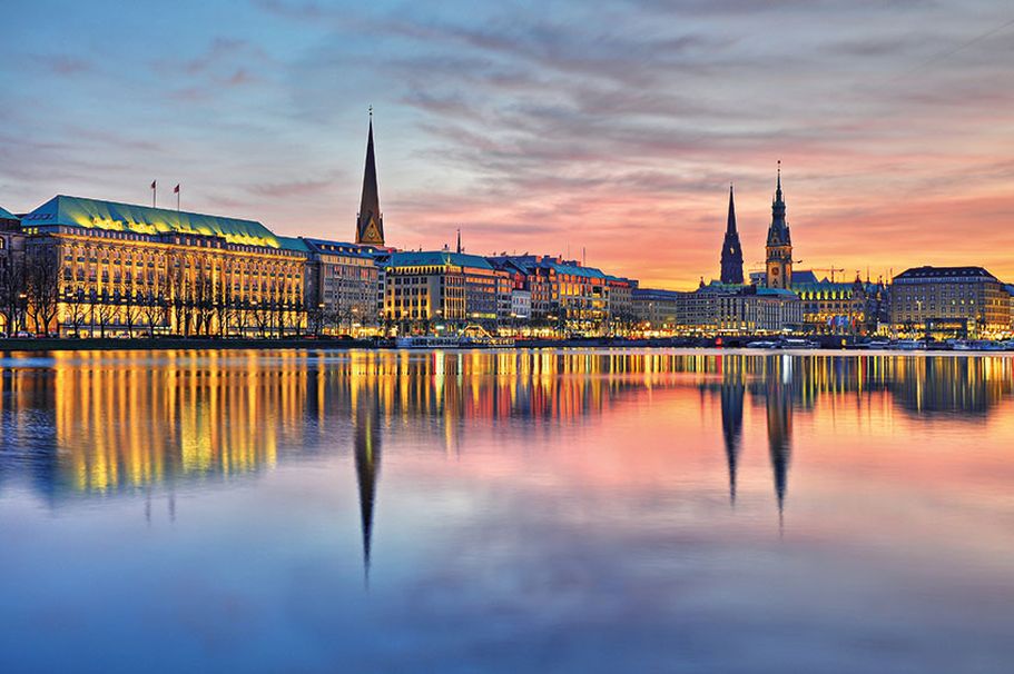 Hamburg, Binnenalster am Abend
