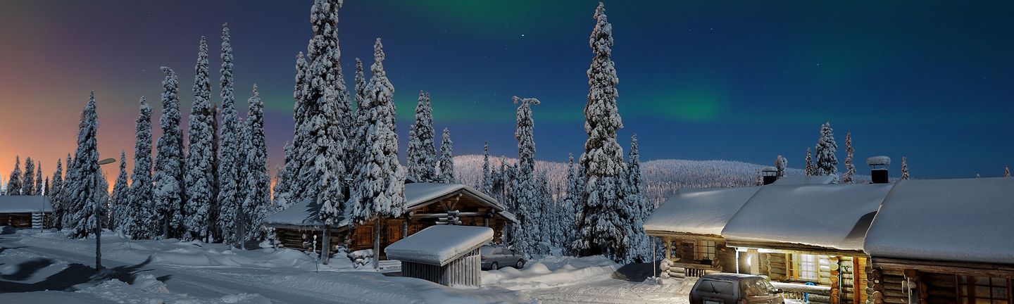 Flugreise Finnland Lappland im Winter mit Nordlichtern
