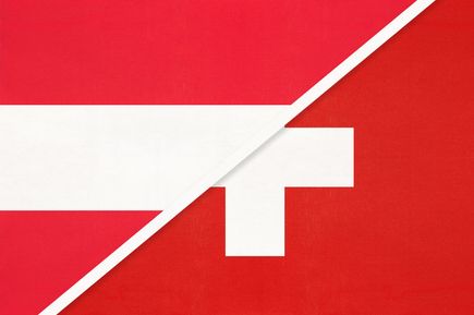 Österreich und Schweiz Flagge